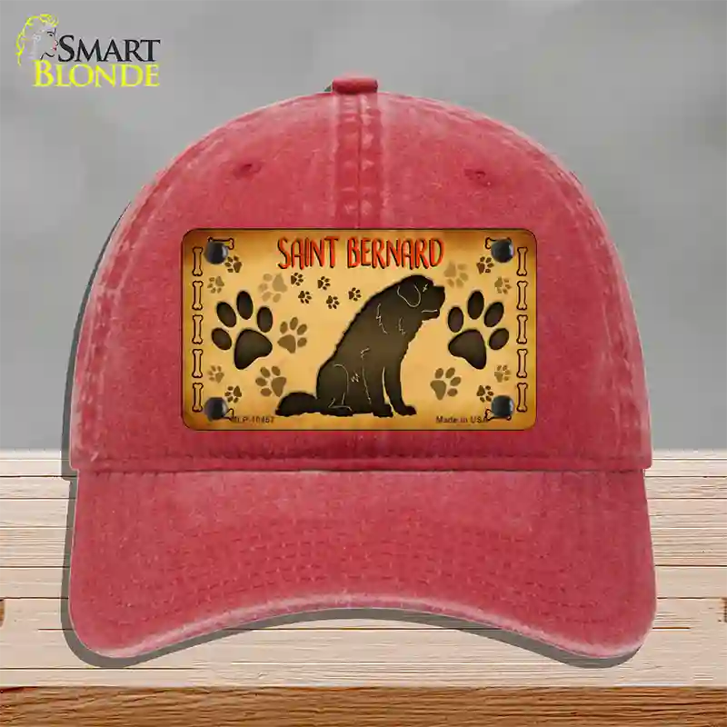 Saint Bernard Novelty License Plate Hat Unconstructed Cotton / Red