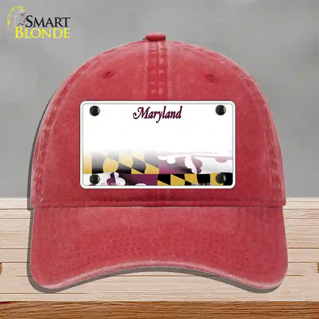 Maryland State Blank Novelty License Plate Hat Unconstructed Cotton / Red