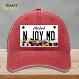 N Joy MD Maryland Novelty License Plate Hat Unconstructed Cotton / Red