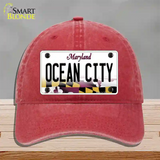 Ocean City Maryland Novelty License Plate Hat Unconstructed Cotton / Red