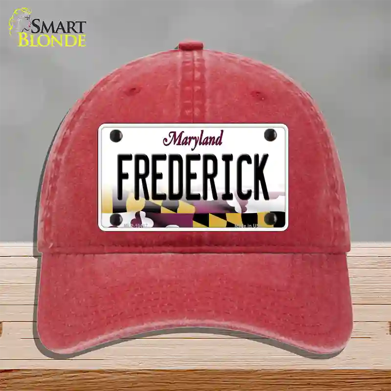 Frederick Maryland Novelty License Plate Hat Unconstructed Cotton / Red