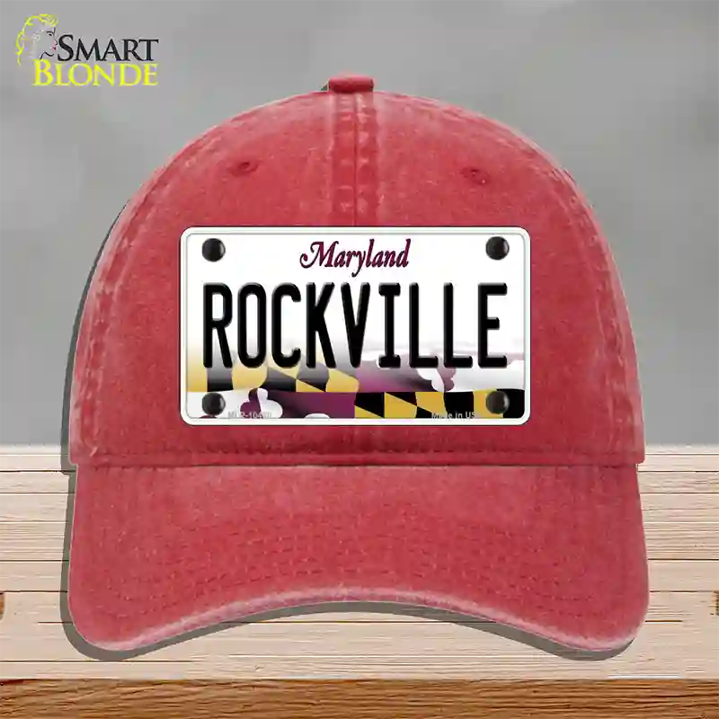 Rockville Maryland Novelty License Plate Hat Unconstructed Cotton / Red