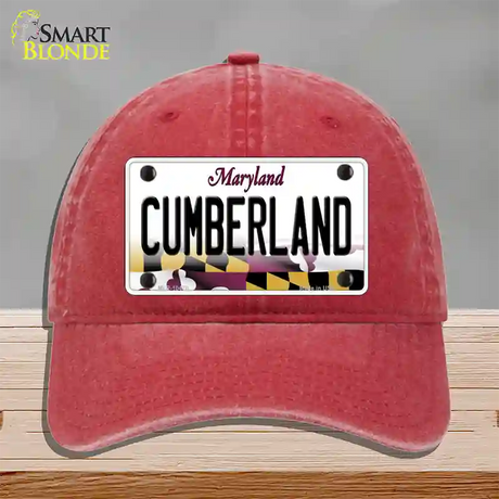 Cumberland Maryland Novelty License Plate Hat Unconstructed Cotton / Red