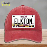 Elkton Maryland Novelty License Plate Hat Unconstructed Cotton / Red