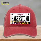 Hagerstown Maryland Novelty License Plate Hat Unconstructed Cotton / Red