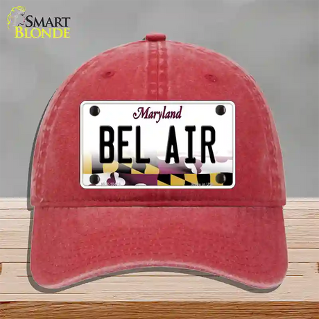 Bel Air Maryland Novelty License Plate Hat Unconstructed Cotton / Red