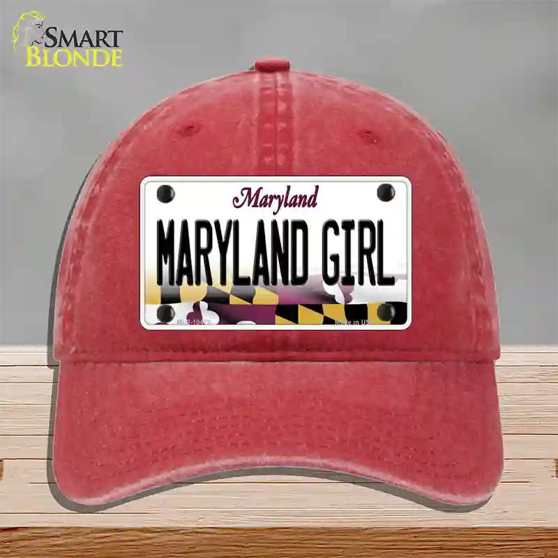 Maryland Girl Maryland Novelty License Plate Hat Unconstructed Cotton / Red