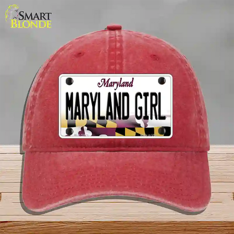 Maryland Girl Maryland Novelty License Plate Hat Unconstructed Cotton / Red