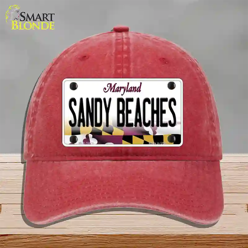 Sandy Beaches Maryland Novelty License Plate Hat Unconstructed Cotton / Red