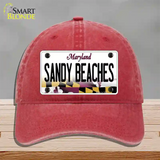 Sandy Beaches Maryland Novelty License Plate Hat Unconstructed Cotton / Red