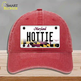 Hottie Maryland Novelty License Plate Hat Unconstructed Cotton / Red