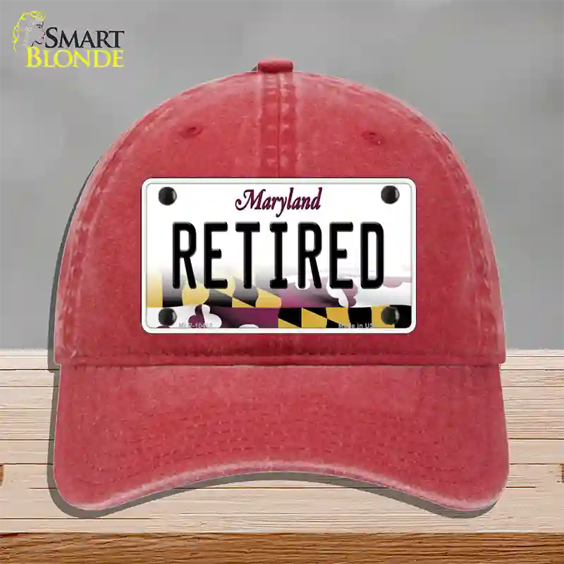 Retired Maryland Novelty License Plate Hat Unconstructed Cotton / Red