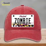 Zombie Maryland Novelty License Plate Hat Unconstructed Cotton / Red