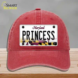 Princess Maryland Novelty License Plate Hat Unconstructed Cotton / Red