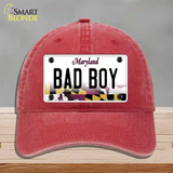 Bad Boy Maryland Novelty License Plate Hat Unconstructed Cotton / Red