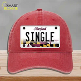 Single Maryland Novelty License Plate Hat Unconstructed Cotton / Red