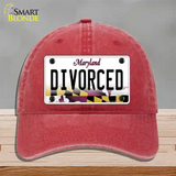 Divorced Maryland Novelty License Plate Hat Unconstructed Cotton / Red