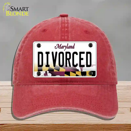 Divorced Maryland Novelty License Plate Hat Unconstructed Cotton / Red