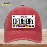 Fort McHenry Maryland Novelty License Plate Hat Unconstructed Cotton / Red