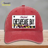 Chesapeake Bay Maryland Novelty License Plate Hat Unconstructed Cotton / Red