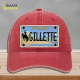 Gillette Wyoming Novelty License Plate Hat Unconstructed Cotton / Red