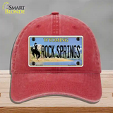 Rock Springs Wyoming Novelty License Plate Hat Unconstructed Cotton / Red