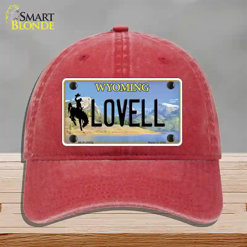 Lovell Wyoming Novelty License Plate Hat Unconstructed Cotton / Red