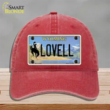 Lovell Wyoming Novelty License Plate Hat Unconstructed Cotton / Red