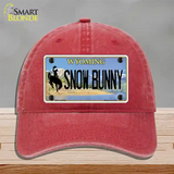 Snow Bunny Wyoming Novelty License Plate Hat Unconstructed Cotton / Red