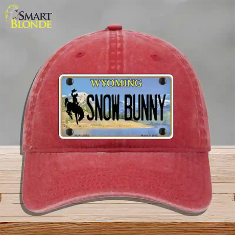 Snow Bunny Wyoming Novelty License Plate Hat Unconstructed Cotton / Red