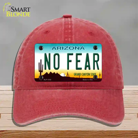 No Fear Arizona Novelty License Plate Hat Unconstructed Cotton / Red