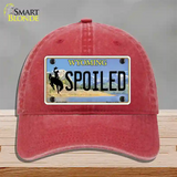 Spoiled Wyoming Novelty License Plate Hat Unconstructed Cotton / Red