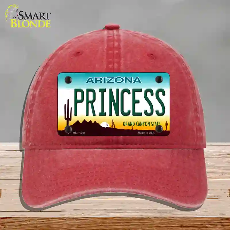 Princess Arizona Novelty License Plate Hat Unconstructed Cotton / Red