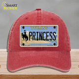 Princess Wyoming Novelty License Plate Hat Unconstructed Cotton / Red