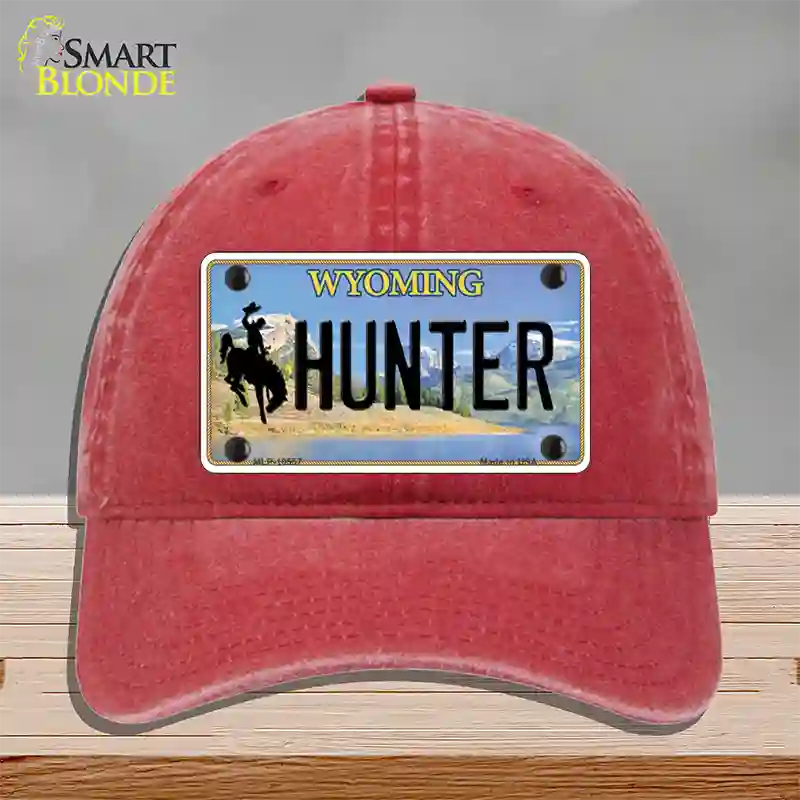 Hunter Wyoming Novelty License Plate Hat Unconstructed Cotton / Red