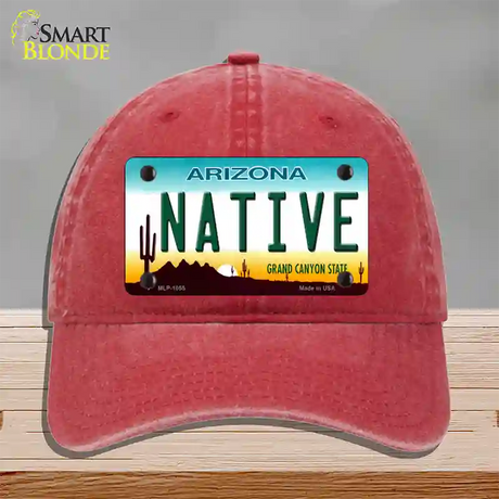 Native Arizona Novelty License Plate Hat Unconstructed Cotton / Red