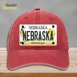 Nebraska Gov Novelty License Plate Hat Unconstructed Cotton / Red