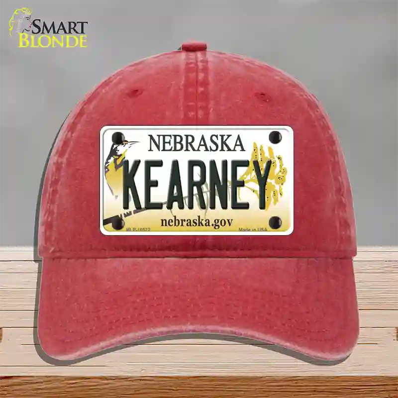 Kearney Nebraska Novelty License Plate Hat Unconstructed Cotton / Red