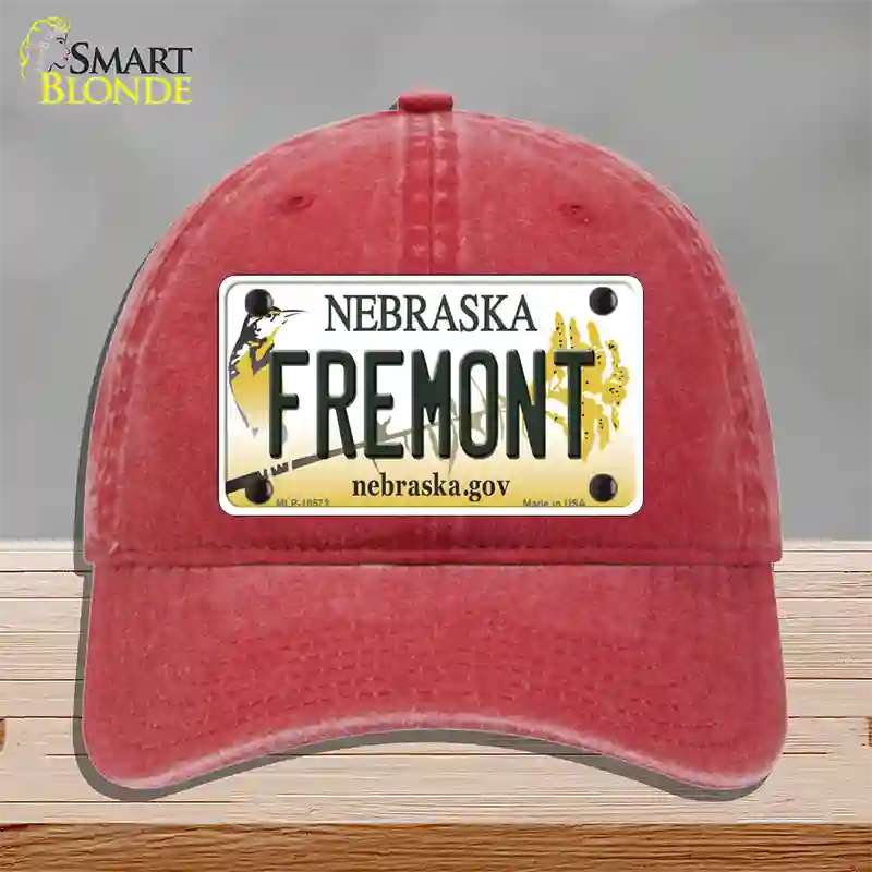 Fremont Nebraska Novelty License Plate Hat Unconstructed Cotton / Red