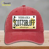 Scottsbluff Nebraska Novelty License Plate Hat Unconstructed Cotton / Red