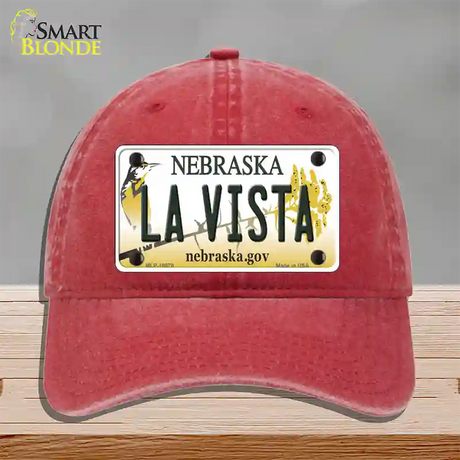 La Vista Nebraska Novelty License Plate Hat Unconstructed Cotton / Red