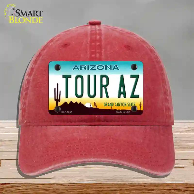 Tour Az Novelty License Plate Hat Unconstructed Cotton / Red