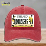 Cornhuskers Fan Nebraska Novelty License Plate Hat Unconstructed Cotton / Red