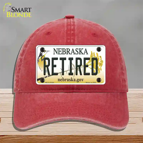 Retired Nebraska Novelty License Plate Hat Unconstructed Cotton / Red