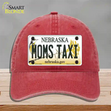 Moms Taxi Nebraska Novelty License Plate Hat Unconstructed Cotton / Red