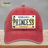 Princess Nebraska Novelty License Plate Hat Unconstructed Cotton / Red