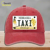 Taxi Nebraska Novelty License Plate Hat Unconstructed Cotton / Red