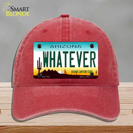 Whatever Arizona Novelty License Plate Hat Unconstructed Cotton / Red