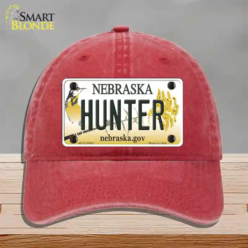 Hunter Nebraska Novelty License Plate Hat Unconstructed Cotton / Red