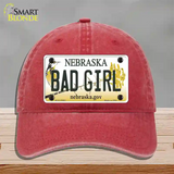 Bad Girl Nebraska Novelty License Plate Hat Unconstructed Cotton / Red